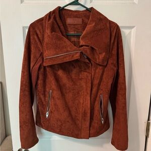 Faux Suede Zip Moto Jacket